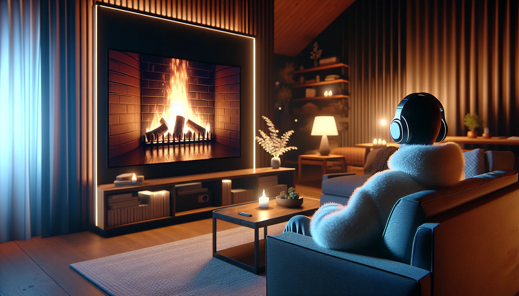 Warmth From The Screen: How Watching Fireplace Videos Affects Our Mood And Well-Being. 12 Cozy Living Room With A Virtual Fireplace