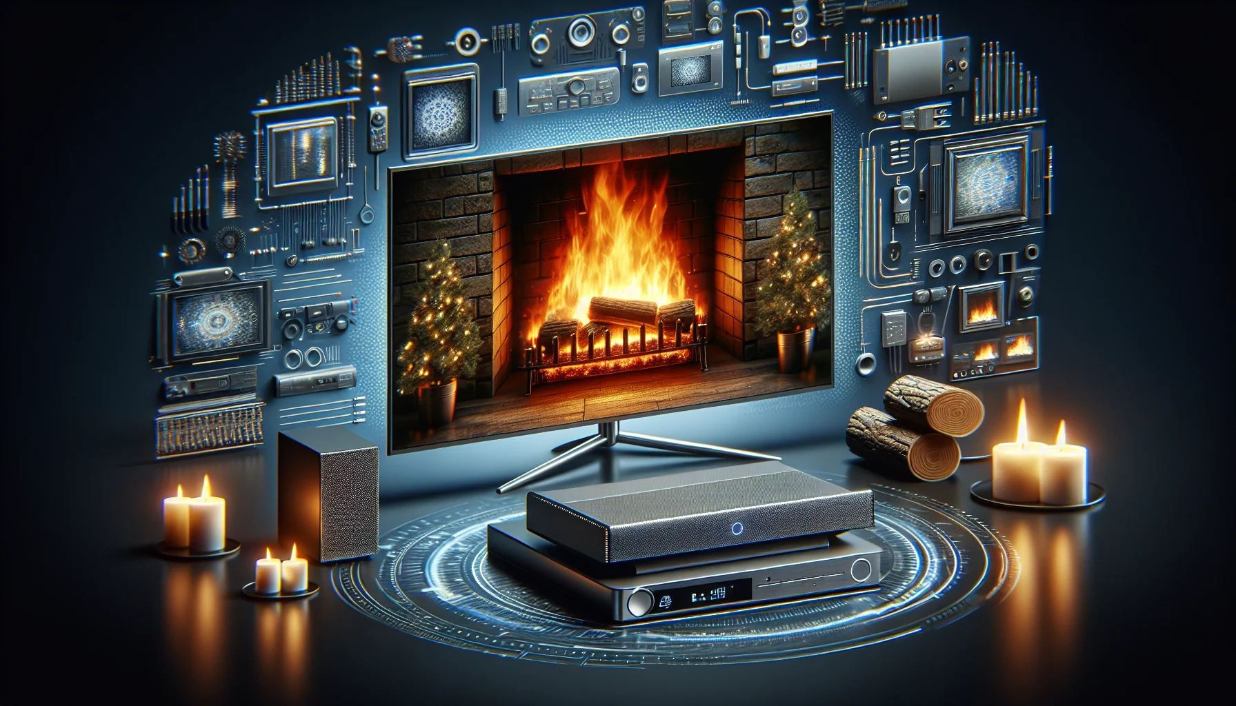 Warmth From The Screen: How Watching Fireplace Videos Affects Our Mood And Well-Being. 13 Samsung Frame Tv Displaying A Virtual Fireplace