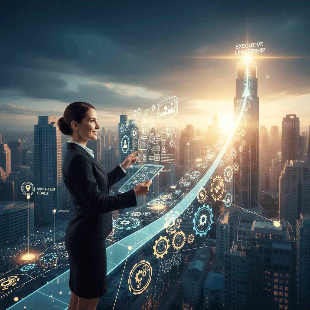 Illustration For The Benefits Of Goal-Setting For Career Advancement.